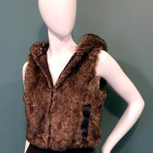 OP Hooded Faux Fur Sleeveless Jacket